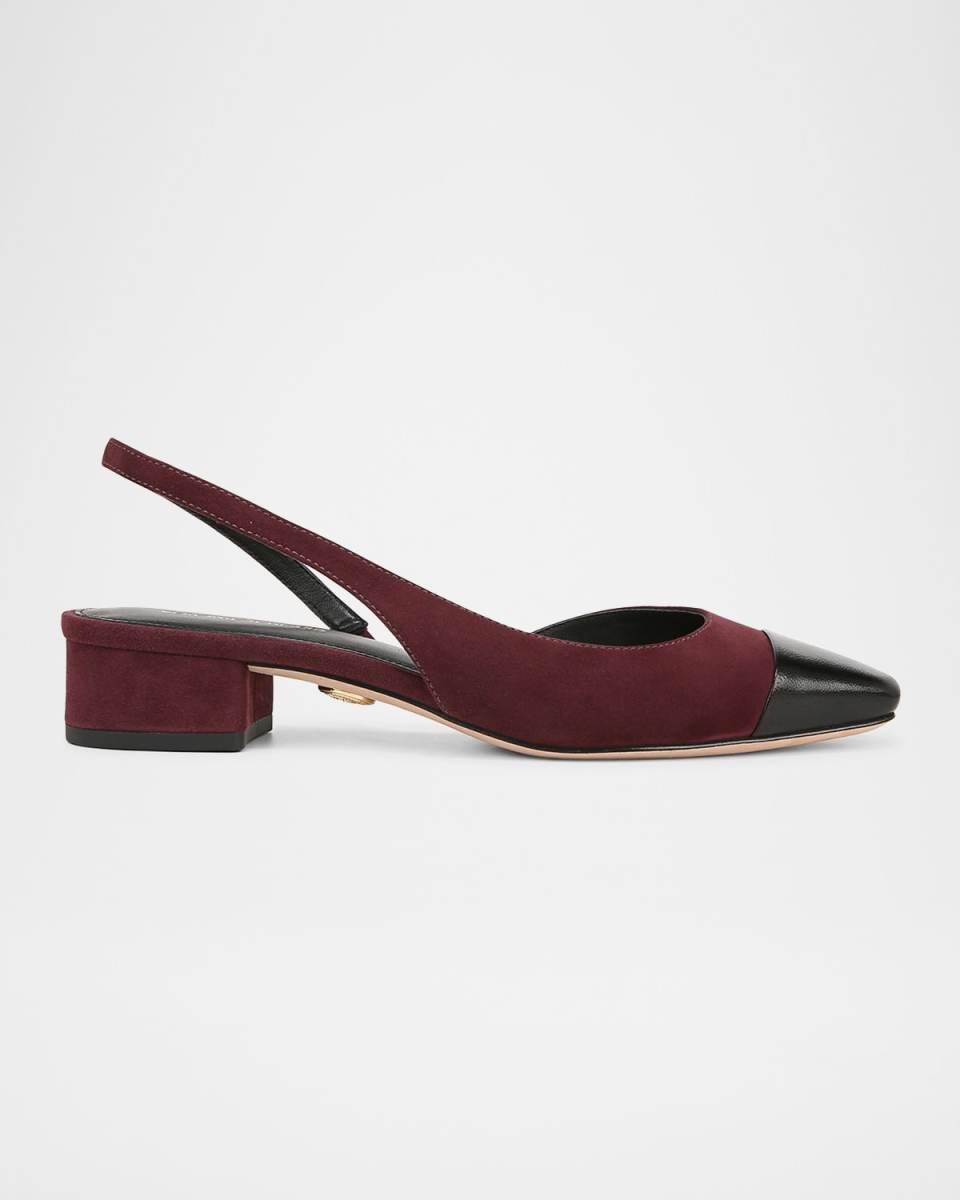 Cecile Mixed Leather Slingback Ballerina Flats